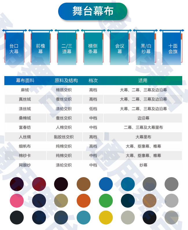 裝飾炫麗舞臺，提升演出效果！通用舞臺教您一圖看懂舞臺阻燃幕布